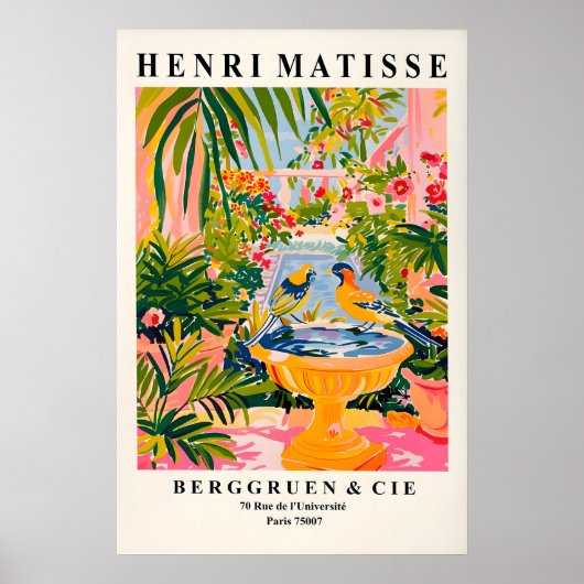 Matisse Art Print Songbirds in Bird Bath ポスター (正面)