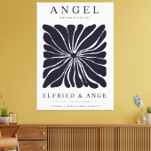 Matisse Floral Abstract Dark Navy Wall Art Print キャンバスプリント (インサイチュ (リビング))