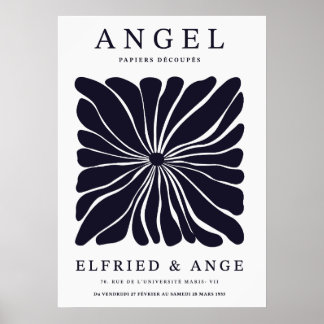 Matisse Floral Abstract Dark Navy Wall Art Print ポスター