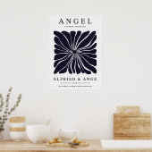 Matisse Floral Abstract Dark Navy Wall Art Print ポスター (キッチン)