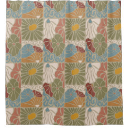 Matisse Groovy floral  Art Nouveau 1970s Boho  シャワーカーテン