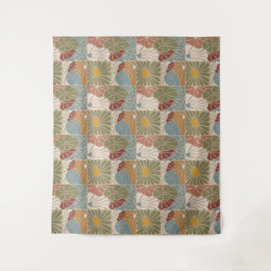 Matisse Groovy floral Art Nouveau 1970s Boho タペストリー (正面)