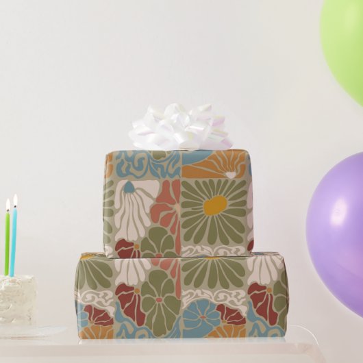 Matisse Groovy floral  Art Nouveau 1970s Boho  ラッピングペーパー (パーティーギフト)