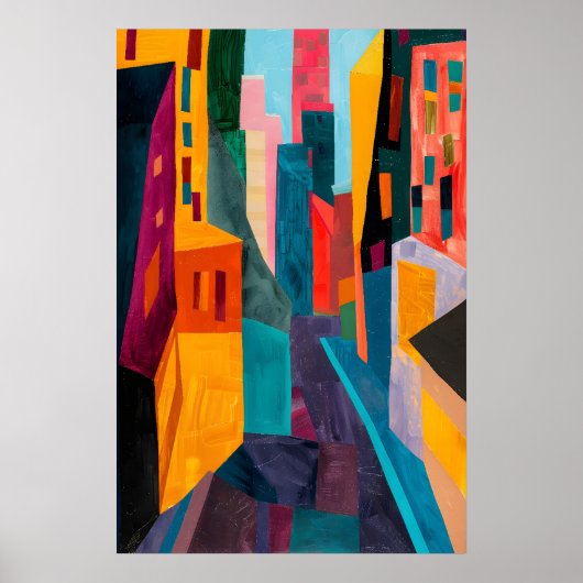 Matisse Inspired Cityscape Art Print Colorful ポスター (正面)