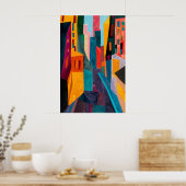 Matisse Inspired Cityscape Art Print Colorful ポスター (キッチン)