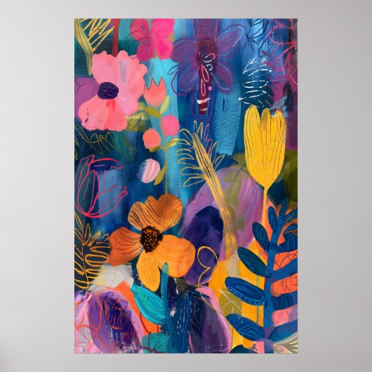 Matisse Inspired Floral Art Print Modern Botanical ポスター (正面)