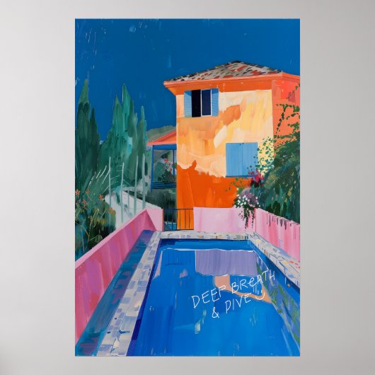 Matisse Inspired Mediterranean Pool Art Print Bold ポスター (正面)