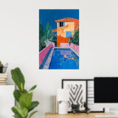 Matisse Inspired Mediterranean Pool Art Print Bold ポスター (ホームオフィス)