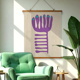 Matisse Inspired Purple and Blue 吊り下げ型タペストリー