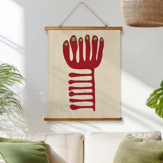 Matisse Inspired Red and Green 吊り下げ型タペストリー