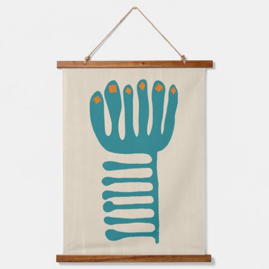 Matisse Inspired Teal and Orange 吊り下げ型タペストリー (正面)