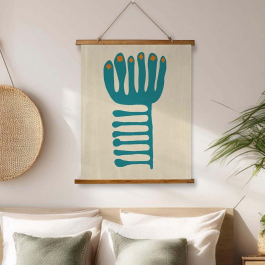 Matisse Inspired Teal and Orange 吊り下げ型タペストリー