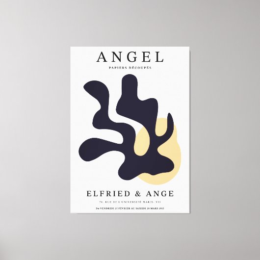 Matisse Leaf Abstract Organic Art Print Navy キャンバスプリント (正面)