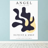 Matisse Leaf Abstract Organic Art Print Navy キャンバスプリント (インサイチュ (ウッドフロア))