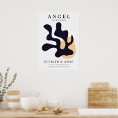 Matisse Leaf Abstract Organic Art Print Navy ポスター (キッチン)