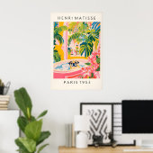 Matisse Pug Print Funny Bathroom Tropical Art ポスター (ホームオフィス)