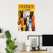 Matisse Style Cat Art Print Colorful Feline ポスター (ホームオフィス)
