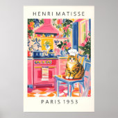 Matisse Style Cat Chef Print Funny Kitchen Wall ポスター (正面)