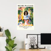 Matisse Style Coonhound Print Funny Dog on Toilet ポスター (ホームオフィス)