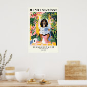 Matisse Style Coonhound Print Funny Dog on Toilet ポスター (キッチン)