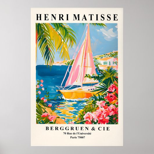 Matisse Style Sailing Boat Art Print Beachy Summer ポスター (正面)