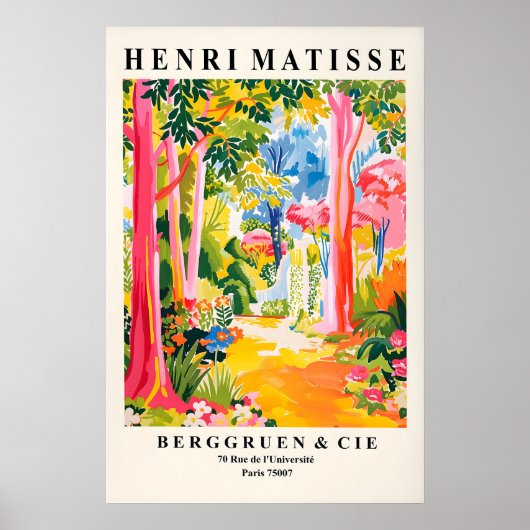 Matisse Style Tropical Forest Art Print Pink ポスター (正面)