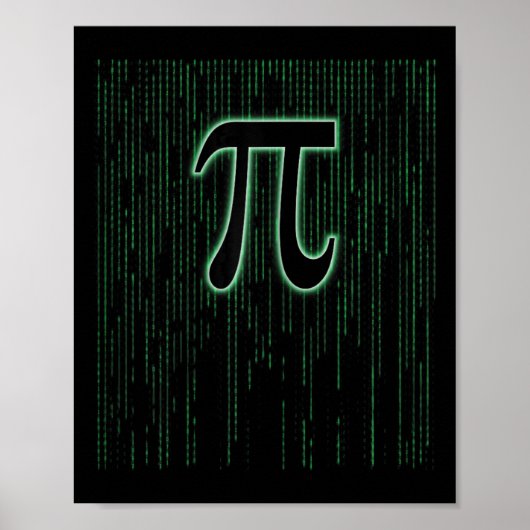 Matrix インスパイア Pi Day 3.14 Number Pi Symbol Math ポスター (正面)