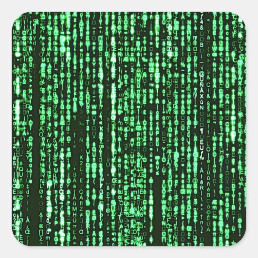 Matrix code Be a warrior againt the system  スクエアシール (正面)