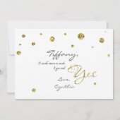 MATRON OF HONORホワイト&金ゴールドグリッタードットカード 招待状 (裏面)