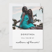 Matron of Honor シンプル proposalフォトカード 招待状 (正面)