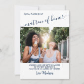 Matron of Honor Blue and White Photo Proposal Card 招待状 (正面)