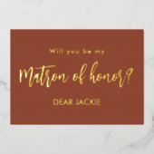 Matron of Honor Brown Terracotta提案 箔招待状 (正面)