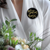 Matron Of Honor Gold Script Bridal Party Wedding 缶バッジ