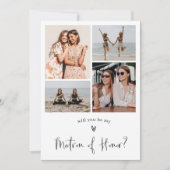 Matron of Honor Proposal Photo Collageのミニマリスト 招待状 (正面)