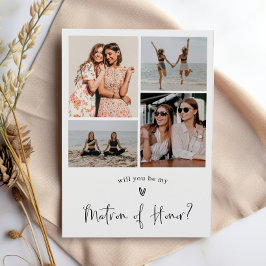 Matron of Honor Proposal Photo Collageのミニマリスト 招待状