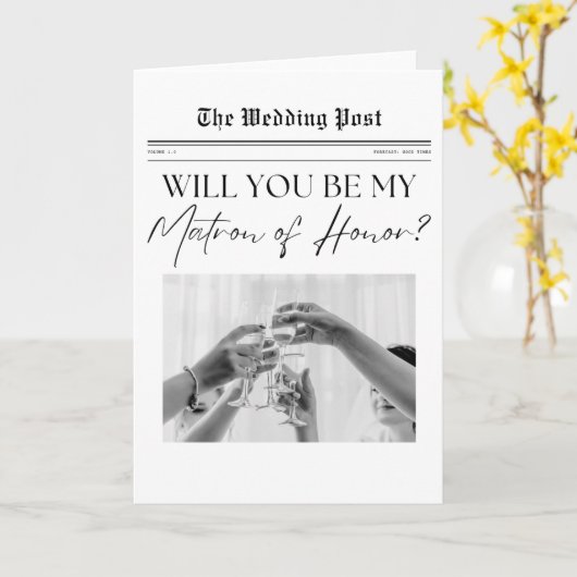 Matron of Honor Proposal USAシンプル, Newspaper カード (黄色い花)