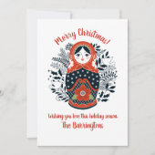 Matryokaネスティングドールかわいいクリスマスフォト カード (正面)