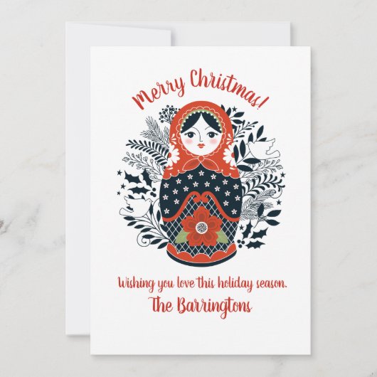 Matryokaネスティングドールかわいいクリスマスフォト カード (正面)