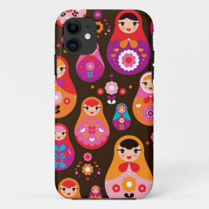 Matryoshkaのロシアのな人形パターンイラストレーションの例 iPhone 11 ケース