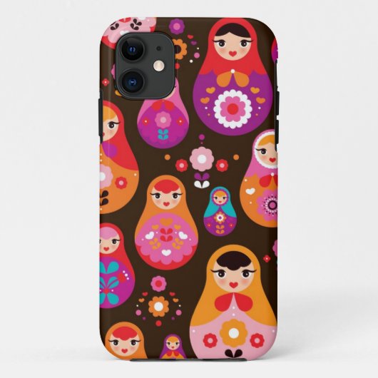 Matryoshkaのロシアのな人形パターンイラストレーションの例 Case-Mate iPhoneケース (裏面)