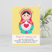 Matryoshkaの招待状-ロシアのな人形の女の子の誕生日 招待状 (スタンド正面)