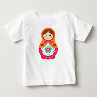 MatryoshkaのTシャツ-赤およびオレンジ ベビーTシャツ