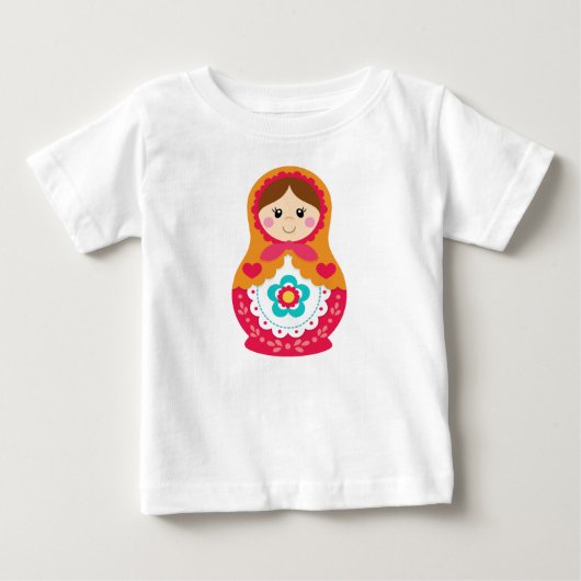 MatryoshkaのTシャツ-赤およびオレンジ ベビーTシャツ (正面)