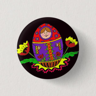 Matryoshka Pysankaのウクライナの民芸 缶バッジ