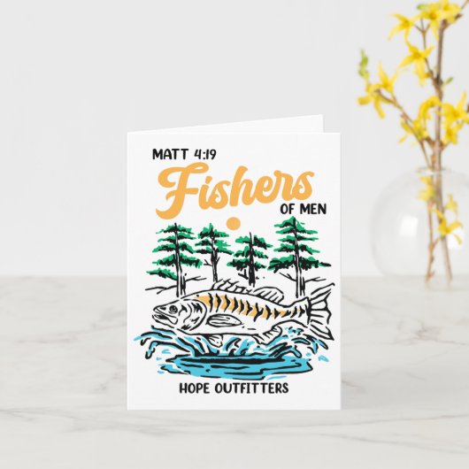 Matt 419 Fishers Of Men Christian Fishing Fathers  カード (黄色い花)