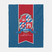 Matt letter M文字の名前（ブルーブランケットを意味） フリースブランケット (正面)