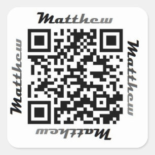 Matt (Matthew) QRコード名パーソナライズされたステッカー スクエアシール