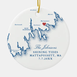Mattapoisett+MA+ウエディングフォト最初のクリスマス セラミックオーナメント