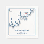 Mattapoisett MA Elegant Navy Blue Wedding スタンダードカクテルナプキン (正面)