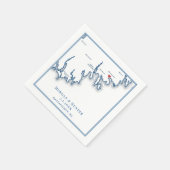 Mattapoisett MA Elegant Navy Blue Wedding スタンダードカクテルナプキン (角)